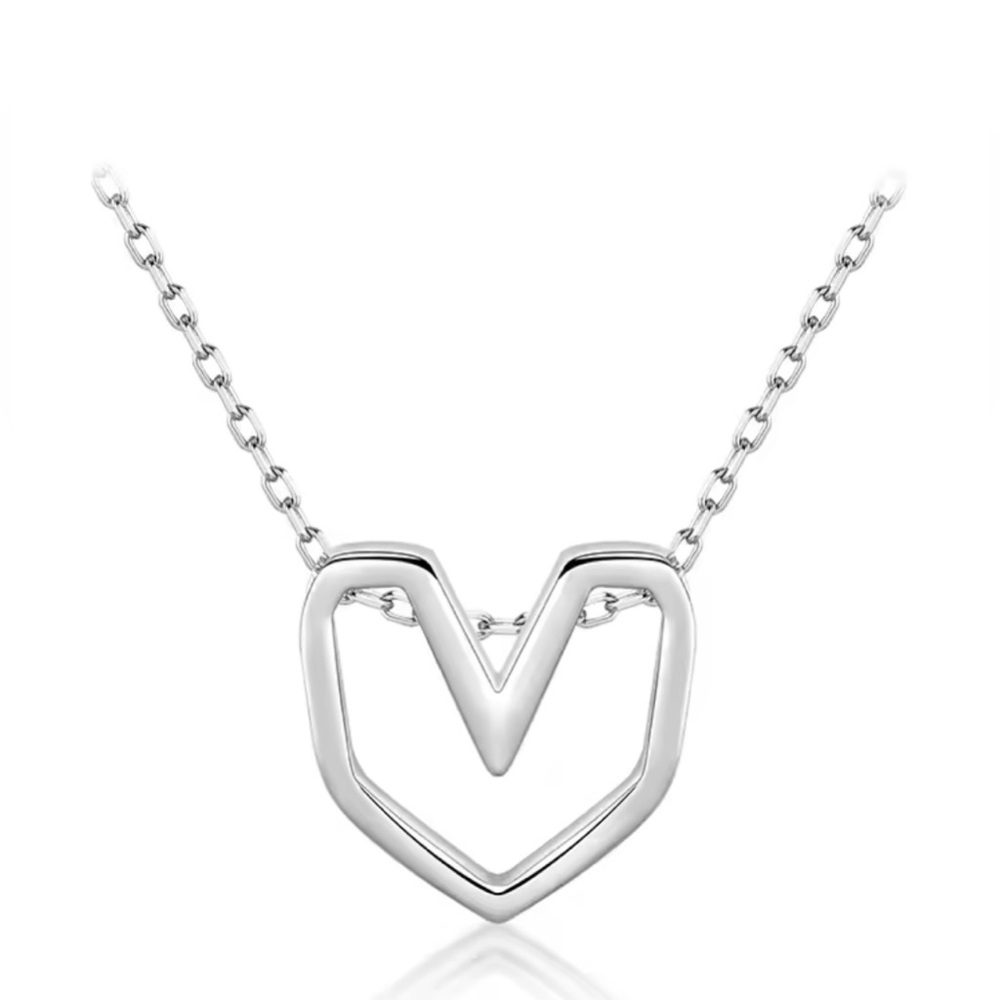 Silver Origami Heart Necklace - Picture 2 of 5